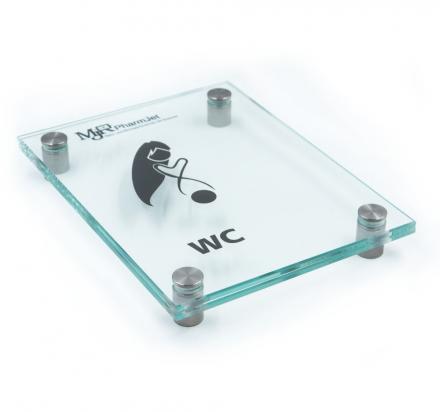 Tuerschild VITRUM B aus Glas fuer Buero Vitrum B 130 170 mm